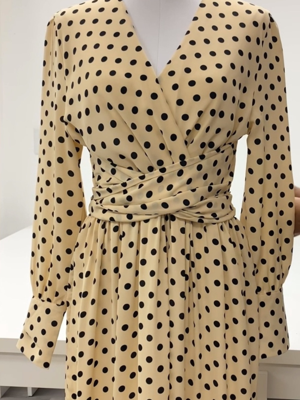 Buttercream Polka dot Long sleeve Maxi dress